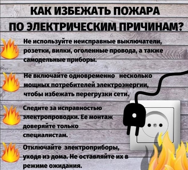 Нарушение требований  безопасности по эксплуатации электроприборов приводит к пожару!.